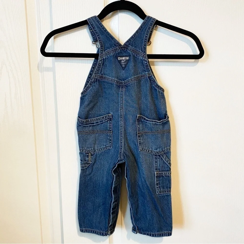 OshKosh B' Gosh Denim Bib Overalls Blue Jeans Toddler Kids Size 12 Months